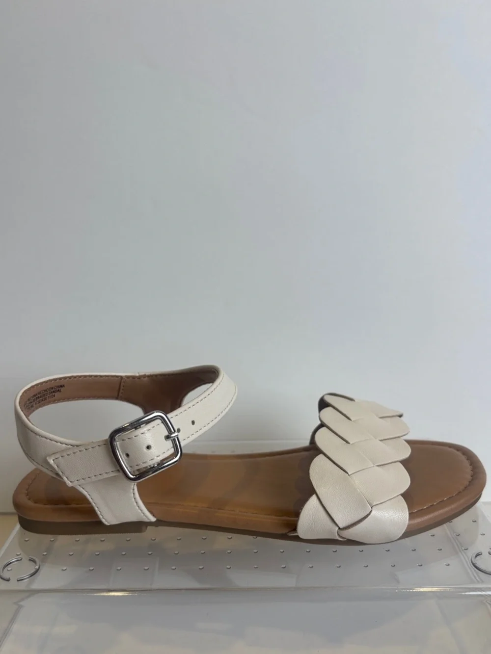 Old Navy Girls Size 1 Creme De La Creme Faux-Leather Braided Sandals